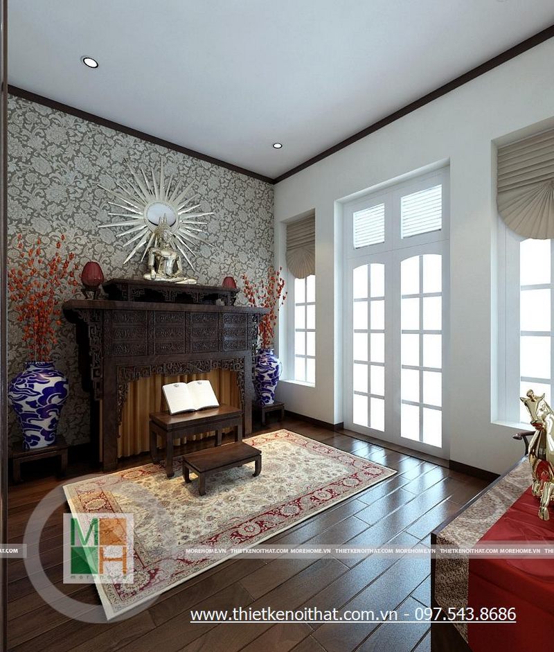 Bàn thờ Phật gỗ tự nhiên cao cấp - Mẫu 07